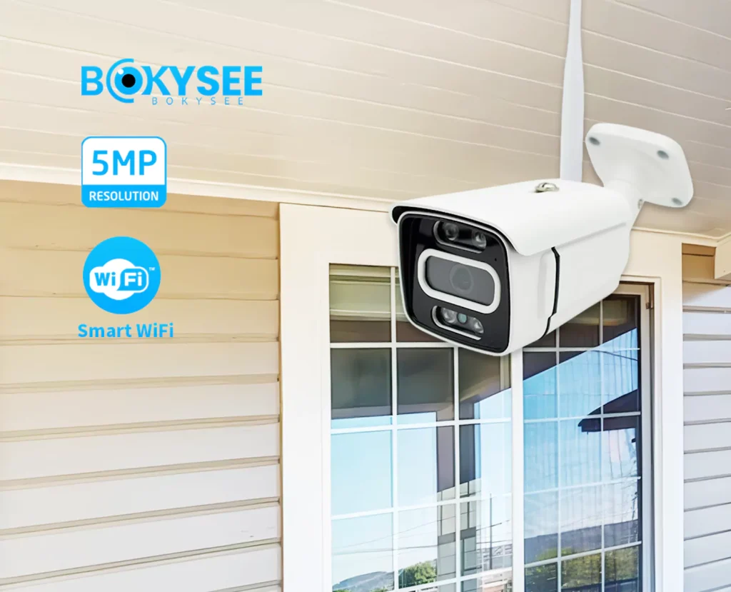 5MP WiFi IP security camera installed outdoors