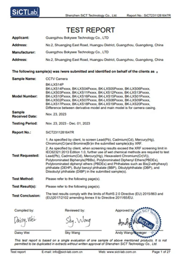 Informe de prueba ROHS