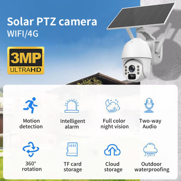 Best 4MP Full Metal 8W Solar Powered Wireless PTZ Security Camera - Image 4
